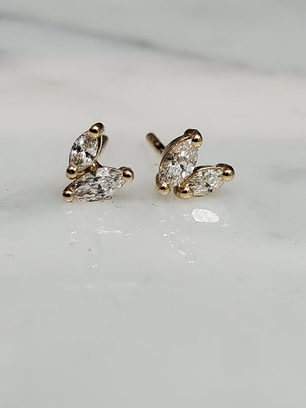 Mini Marquise Diamond Stud Earrings