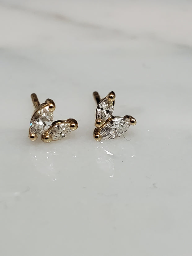 Mini Marquise Diamond Stud Earrings