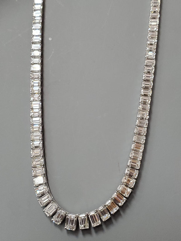 Emerald Cut Riviera Diamond Necklace