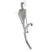 18K White Gold Pave Heart and Baguette Diamond Brooch