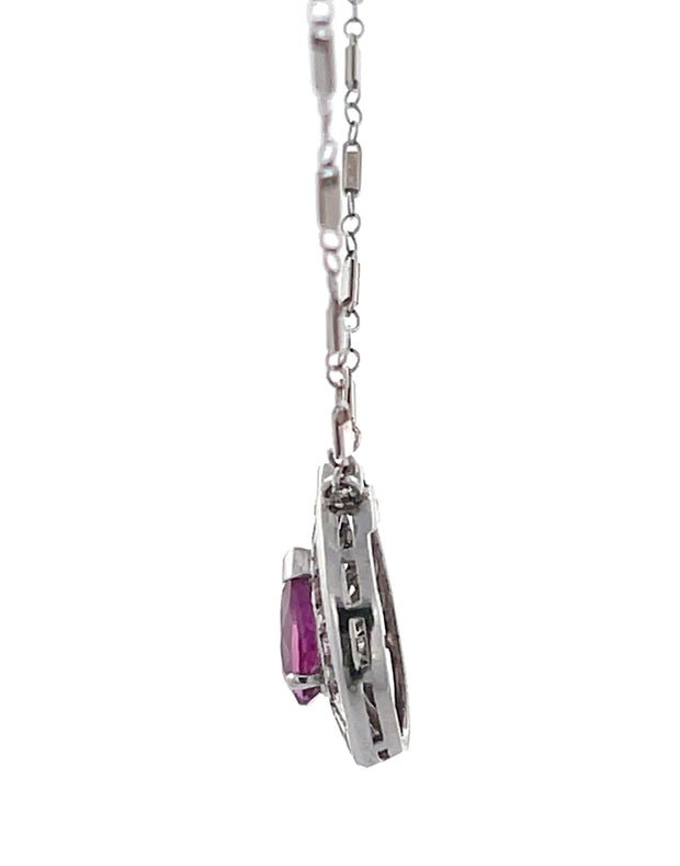 Pink Sapphire and Diamond Pendant