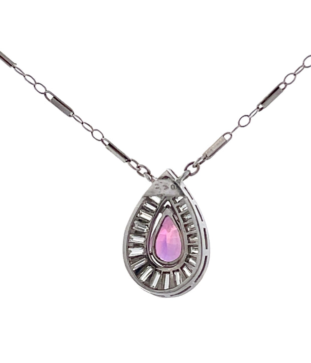 Pink Sapphire and Diamond Pendant