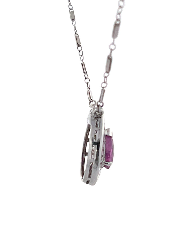 Pink Sapphire and Diamond Pendant