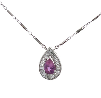 Pink Sapphire and Diamond Pendant