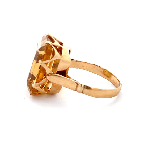 Emerald Cut Citrine Solitaire Ring