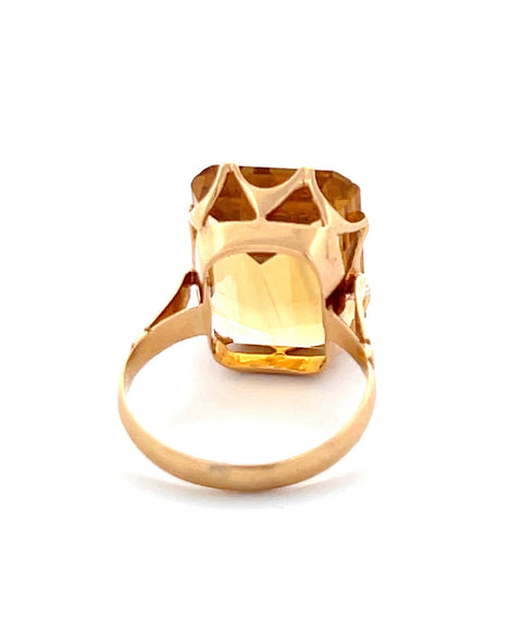 Emerald Cut Citrine Solitaire Ring