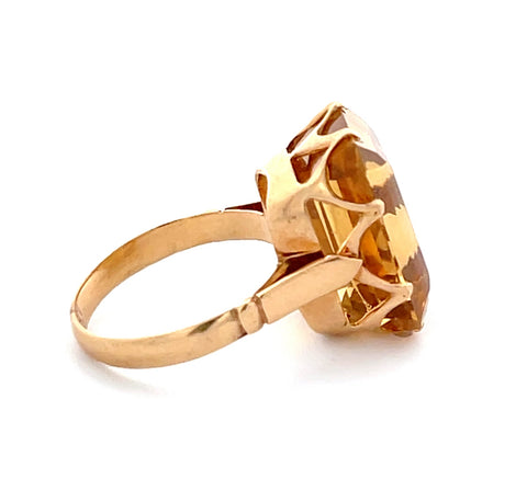 Emerald Cut Citrine Solitaire Ring