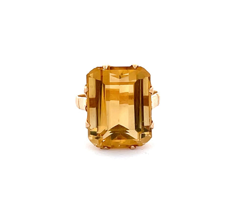 Emerald Cut Citrine Solitaire Ring