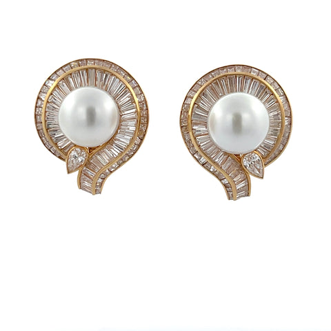 South Sea Pearl & Diamond Earrings