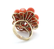 Coral and Diamond Cluster Ring