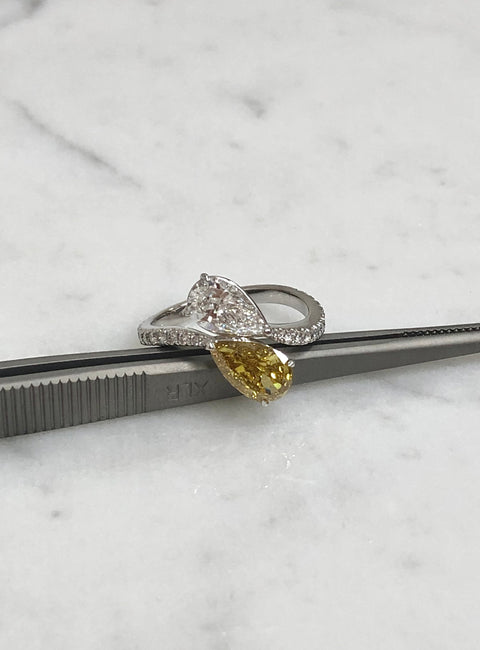 Pear Shape Diamond Bypass Ring