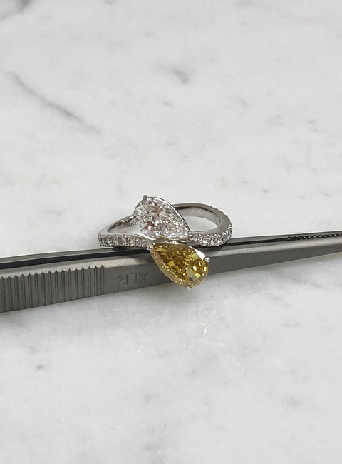 Pear Shape Diamond Bypass Ring