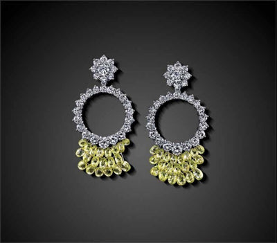 WHITE DIAMOND AND NATURAL YELLOW BRIOLETTE EARRINGS