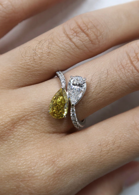 Pear Shape Diamond Bypass Ring