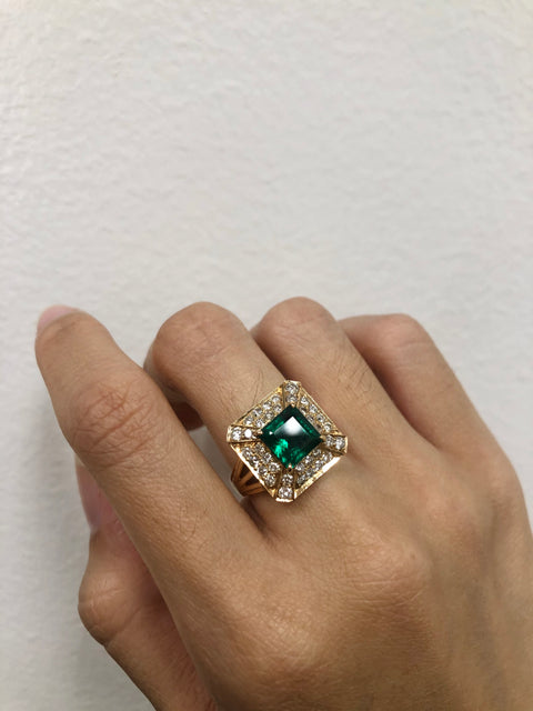 Green Emerald Estate Ring