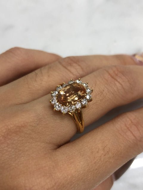 Imperial Topaz and Diamond Ring