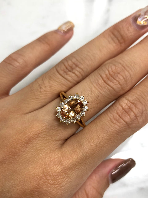 Imperial Topaz and Diamond Ring