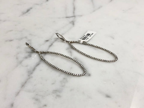 Oval Diamond Hoop Earrings - White Gold