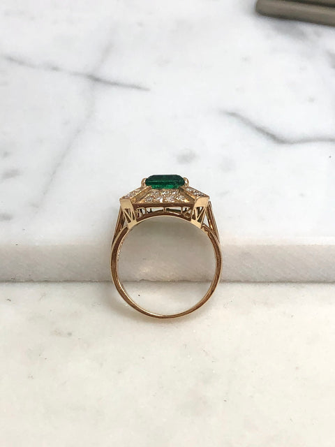 Green Emerald Estate Ring