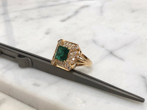 Green Emerald Estate Ring