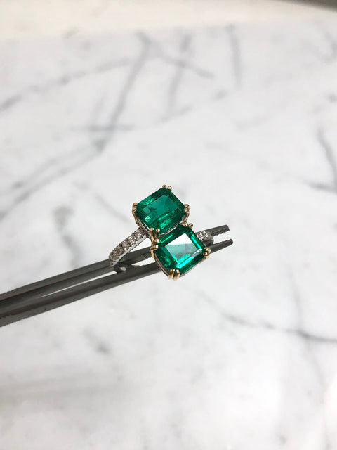 Emerald Cut Bypass Ring