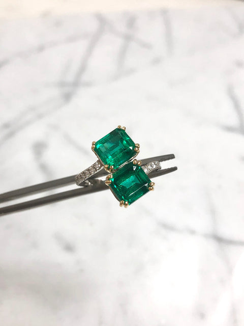 Emerald Cut Bypass Ring