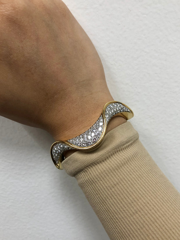 Wave Diamond Bangle