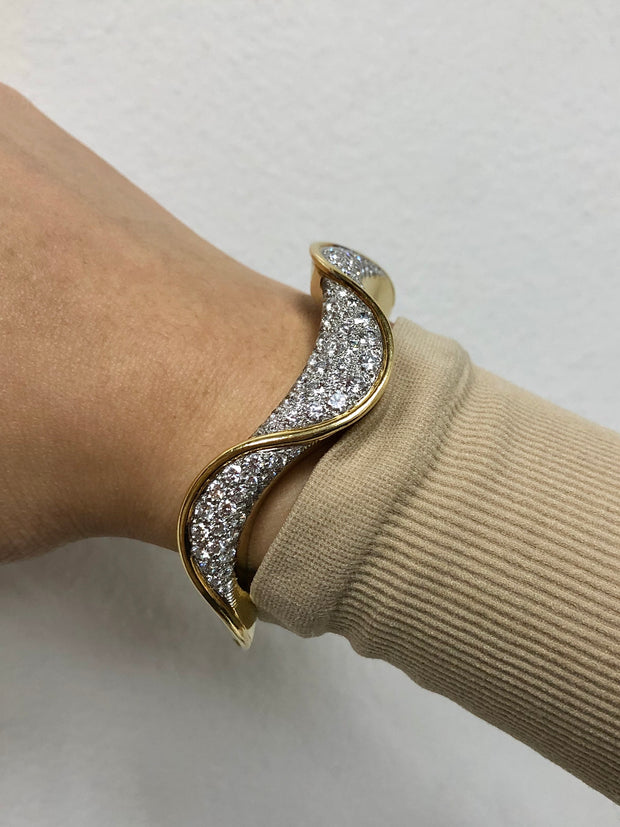 Estate Wave Diamond Bangle