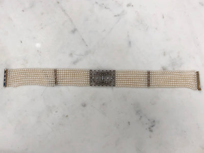 Vintage Diamond & Seed Pearl Choker