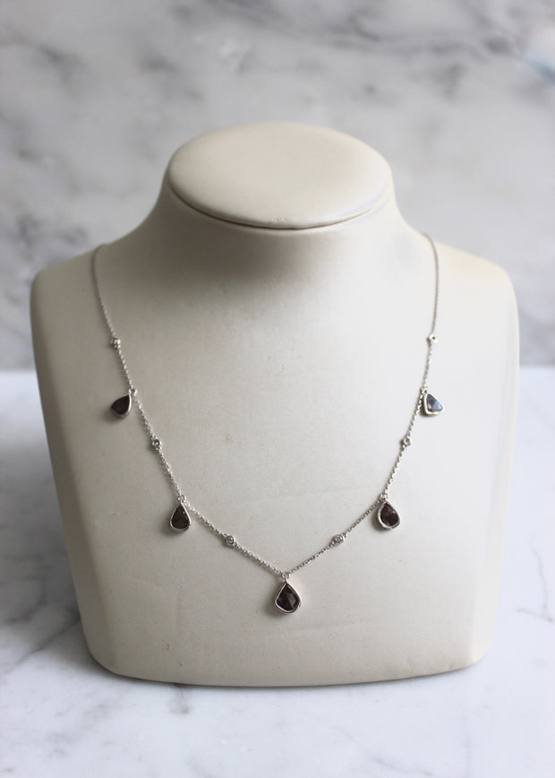 White Gold Diamond Slice Necklace