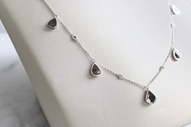 White Gold Diamond Slice Necklace