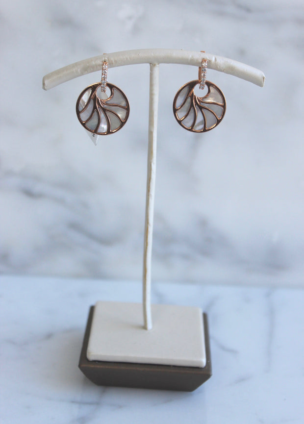 Small Rose Gold Mother of Pearl Earrings
