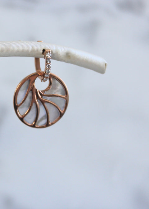Small Rose Gold Mother of Pearl Earrings