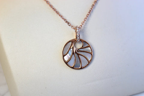 Small Rose Gold Mother Of Pearl Necklace