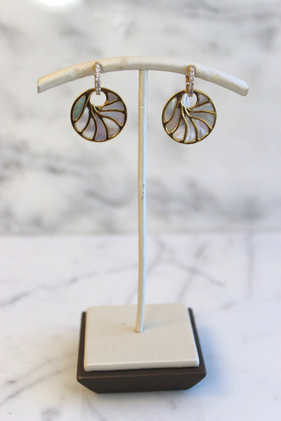 Medium Yellow Gold Mother of Pearl Earrings