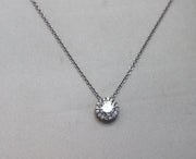 Round Diamond with Halo Necklace