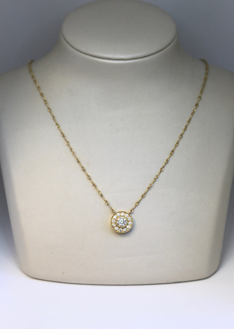 Yellow Gold Round Diamond Necklace