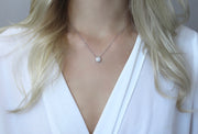 Round Diamond with Halo Necklace