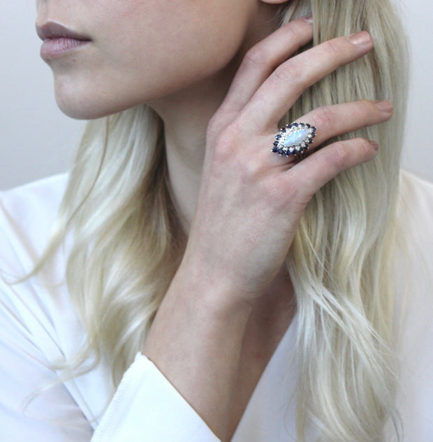 Opal and Sapphire Diamond Ring