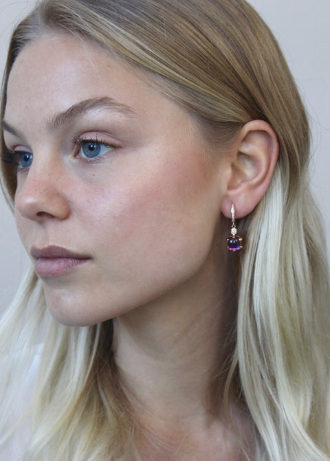 Cabochon Amethyst Earrings