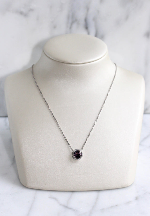 Pink Tourmaline Diamond Halo Necklace