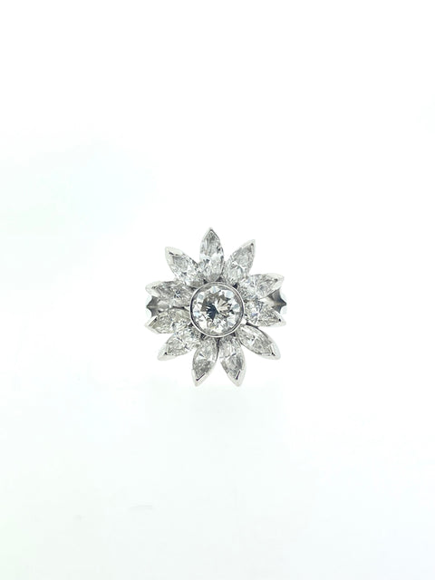 Flower Ring with Marquise and Round Diamonds