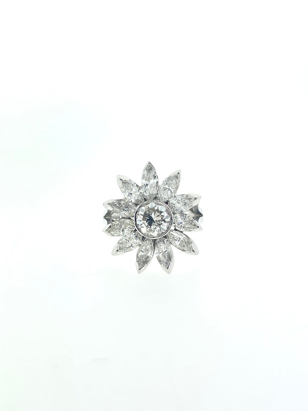 Flower Ring with Marquise and Round Diamonds