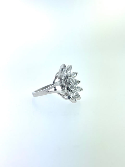 Flower Ring with Marquise and Round Diamonds