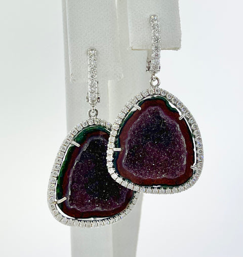 PLUMB GEODE DIAMOND HALO EARRINGS