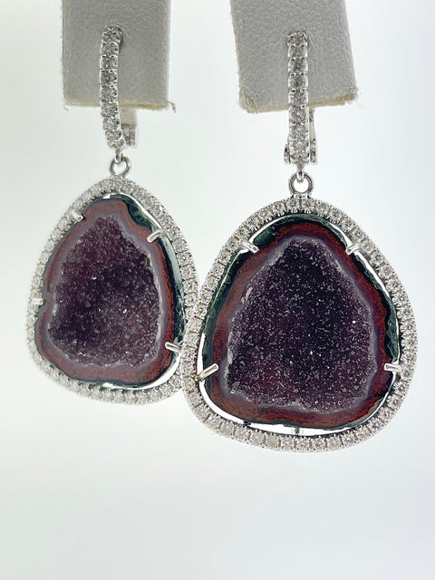 PLUMB GEODE DIAMOND HALO EARRINGS