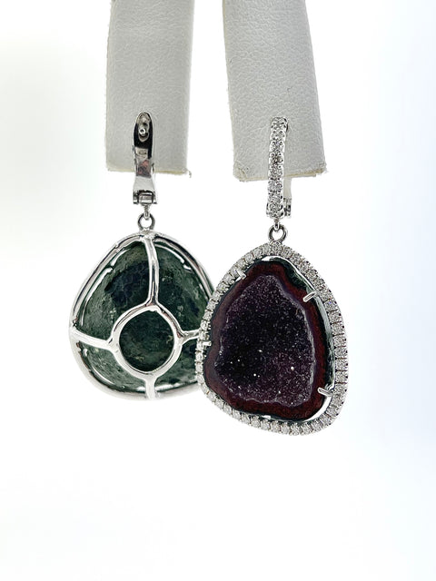 PLUMB GEODE DIAMOND HALO EARRINGS