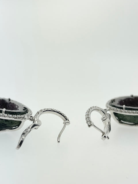 PLUMB GEODE DIAMOND HALO EARRINGS
