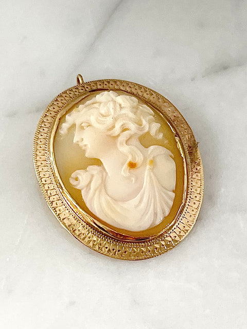 Yellow Gold Cameo Brooch