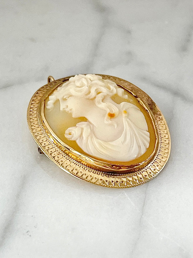 Yellow Gold Cameo Brooch